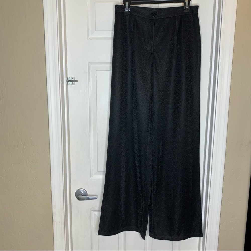 MISSPAP Lurex Wide Leg Trousers Black Size 8